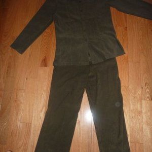 Ladies Ultra Suede Pants Suit - Olive Green - Made in Canada